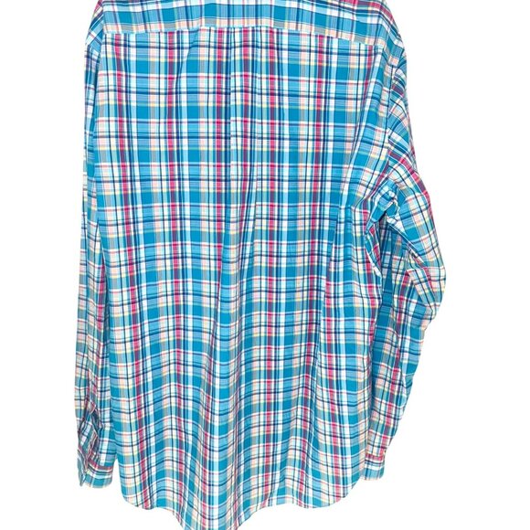 Ralph Lauren Mens Preppy LT Tall Blue Multicolor Plaid Button-Up Shirt Cotton - Picture 2 of 5
